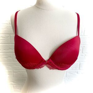 Victoria’s Secret Red Lace Push Up Demi Bra Size 34C